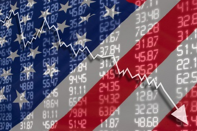 United States Flag Displaying Economy Ups and Downs